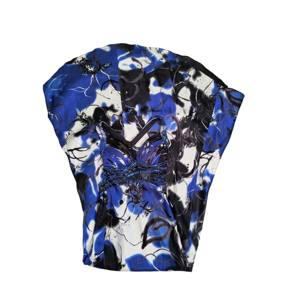 Cache Multicolor Floral print Beaded Strappy Gown women's size 0 - Picture 9 of 16